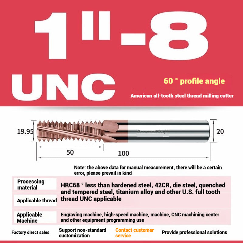 1116-65° high hard tungsten carbide thread milling cutter Long tooth full tooth alloy American thread milling cutter UNC UNF aluminum stainless steel Shandong Denso Pricision Tools Co.,Ltd.